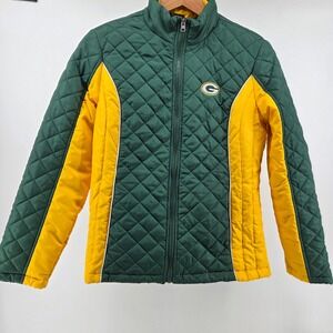 Green Bay Packers Womens Large Quilted Jacket NFL Team Apparel Game Day Fan Gear